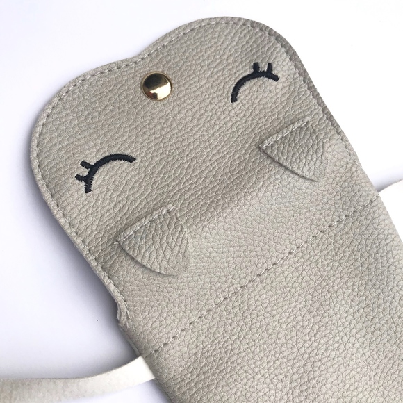 Little Girls Kitty Fringe Purse in Grey - Picture 5 of 7